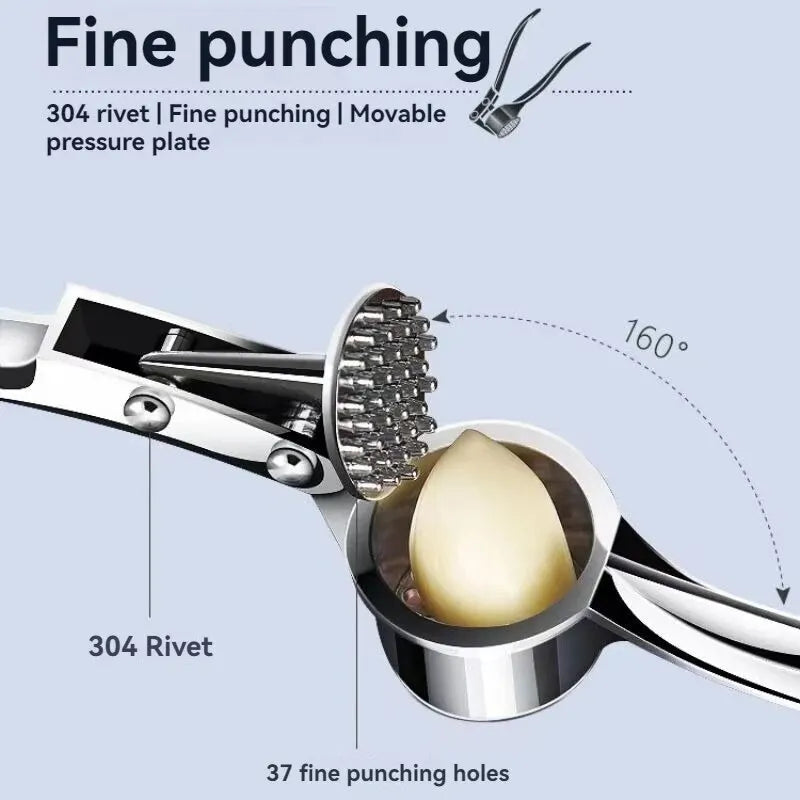 Zinc Alloy Garlic Press & Crusher | Anti-Slip Grip