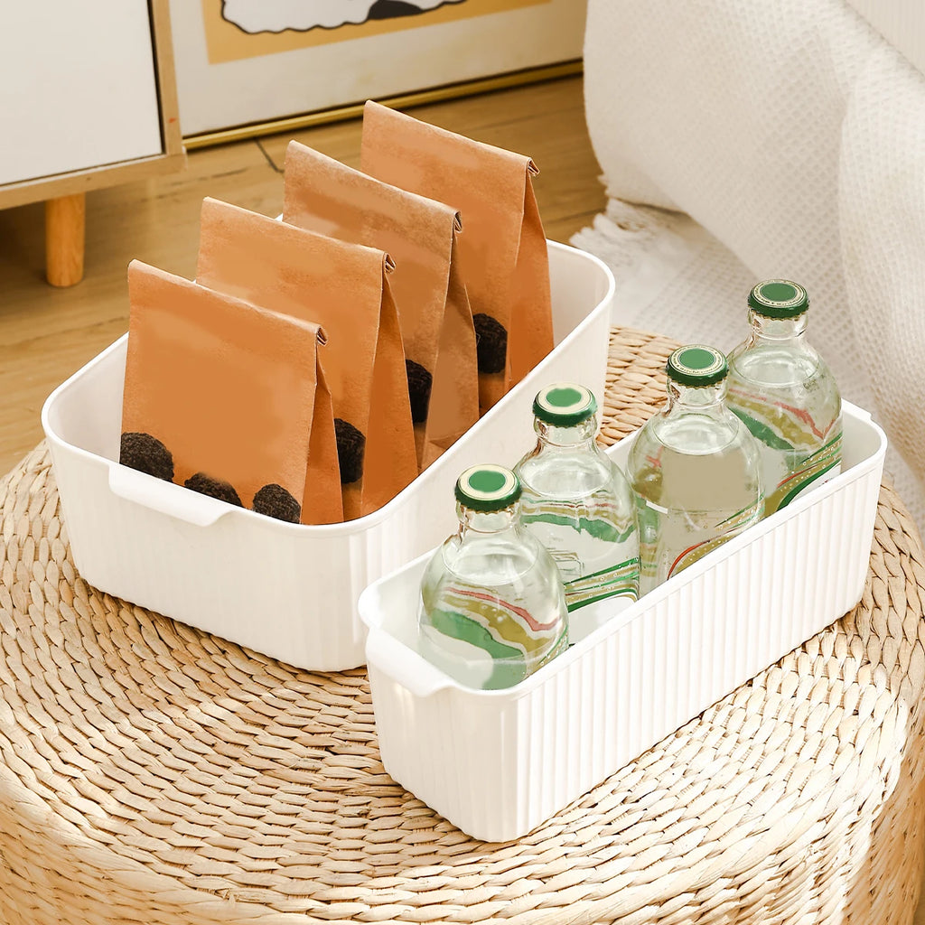WORTHBUY Cabinet Plastic Storage Box Kitchen Organizer Box Cupboard Desktop Storage Basket Seasoning Bottle Snack Storage Case