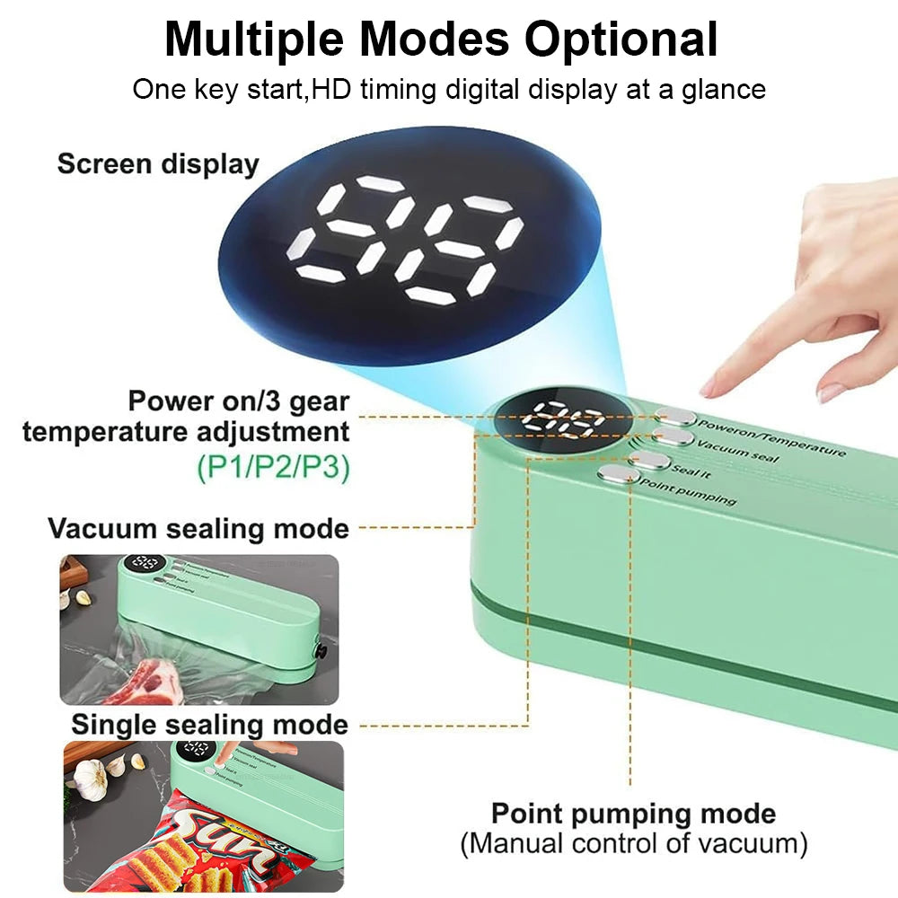 Mini Vacuum Sealing Packaging Machine Plastic Bags Sealer for Food USB Rechargeable Portable Thermal Sealer with Suction Pump