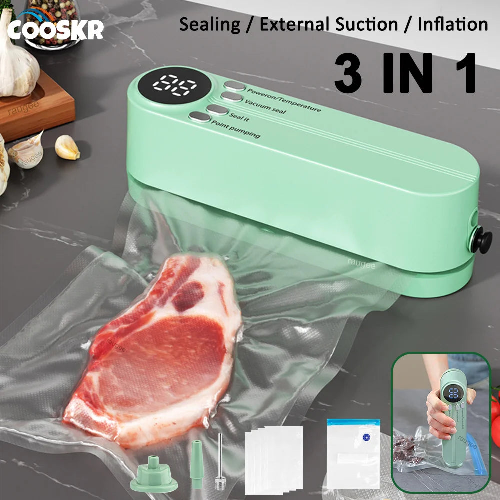 Mini Vacuum Sealing Packaging Machine Plastic Bags Sealer for Food USB Rechargeable Portable Thermal Sealer with Suction Pump