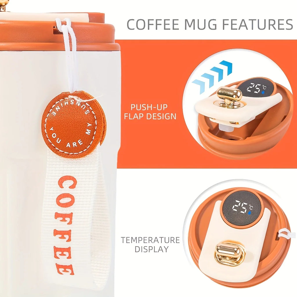 450ml Thermos Water Bottle — LED Temperature Display, Stainless Steel Travel Mug