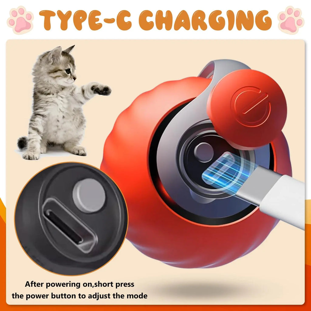 NewSpeedy Tail 2.0 Cat Toy, Speedy Tail Cat Toy, Interactive Cat Ball Toy, Smart Cat Toys Ball, Two Speed Adjustment, with Tail 