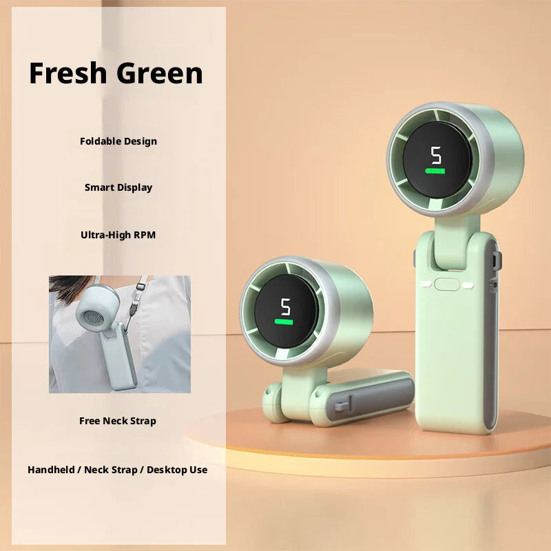 Portable Mini Turbo Fan | 199-Speed AI Chip | Smart LED Display | USB Rechargeable