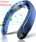 Hands-Free Neck Fan | 4000mAh Quad-Core Turbine | LED Display | USB Rechargeable