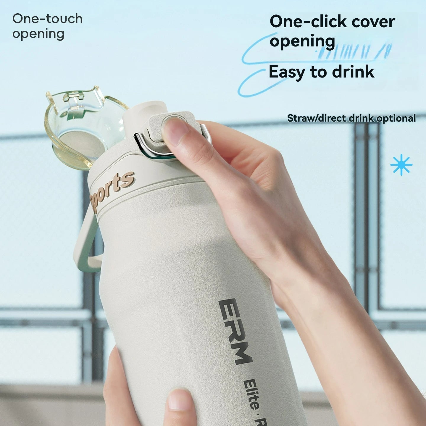 1L Stainless Steel Thermos Bottle — Double-Wall Vacuum Insulated, Handle, Hot & Cold
