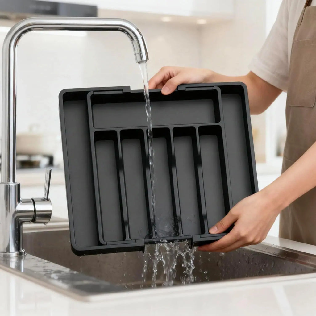 Expandable Kitchen Drawer Organizer — Adjustable Silverware & Utensil Tray
