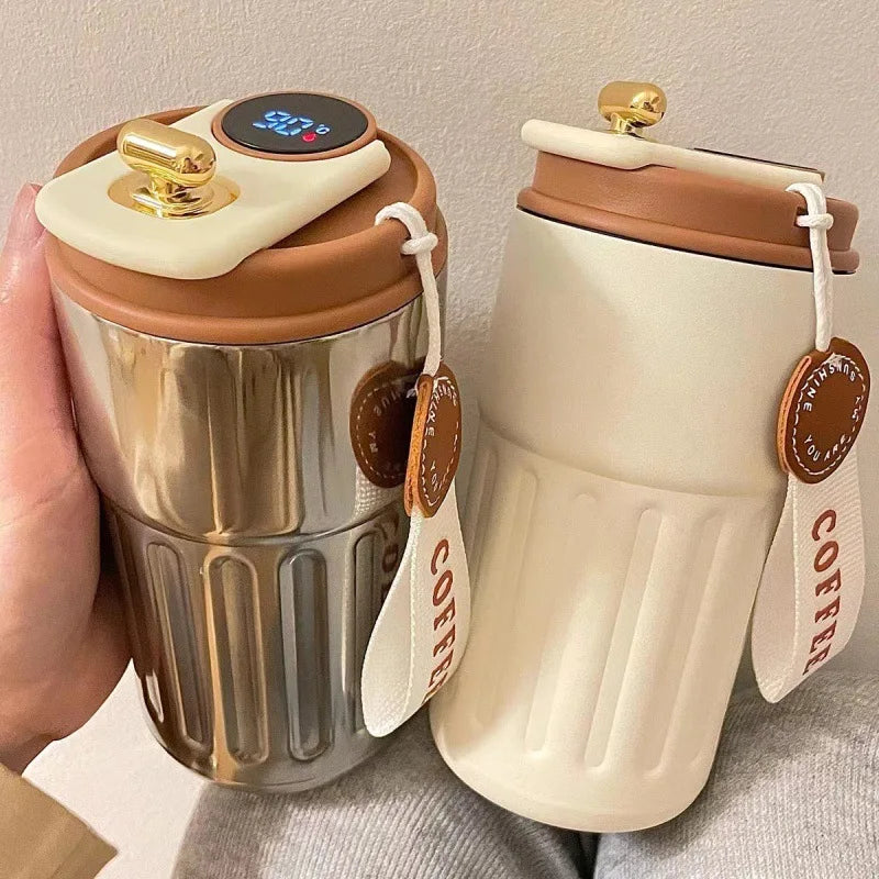 450ml Thermos Water Bottle — LED Temperature Display, Stainless Steel Travel Mug
