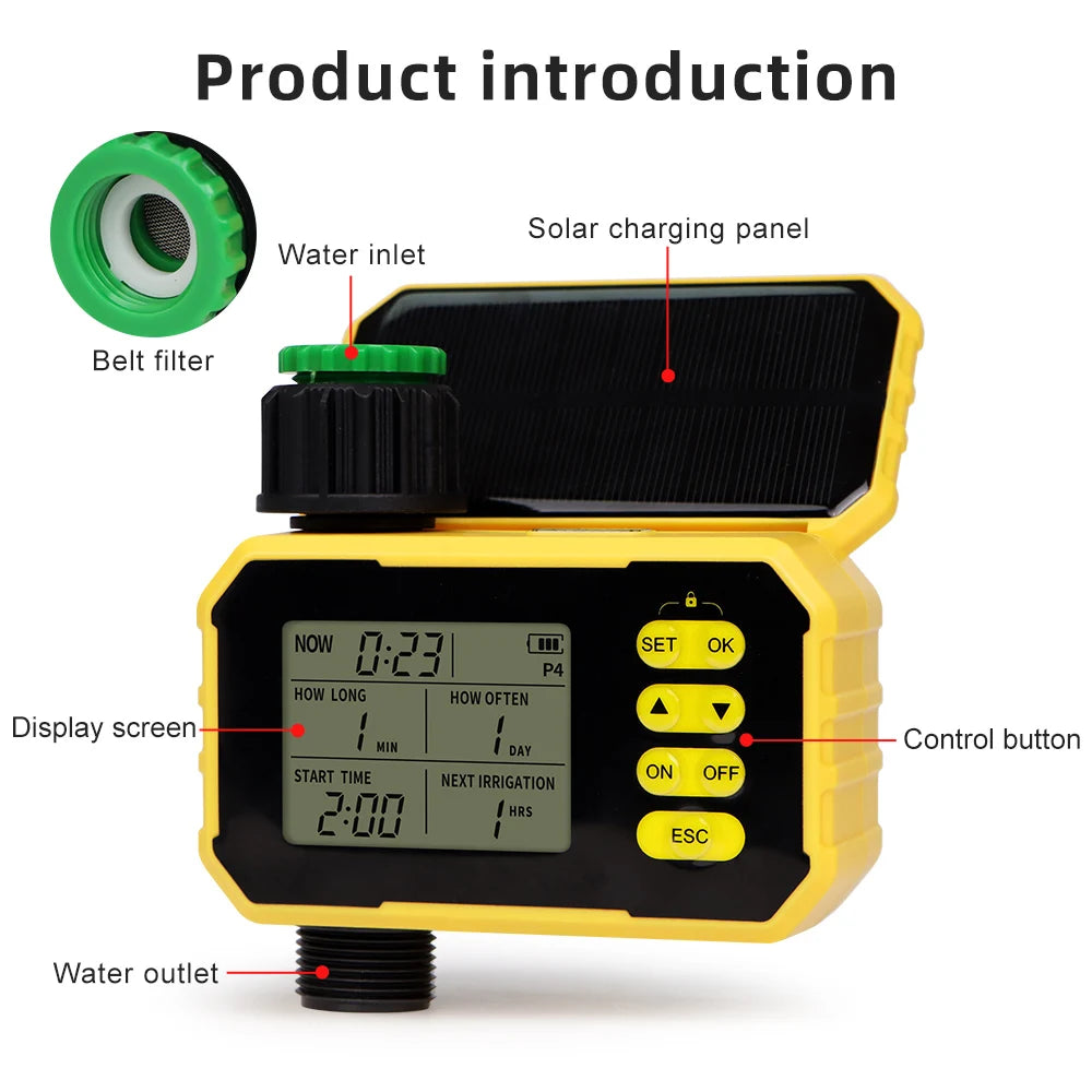 WiFi Intelligent Irrigation Watering Timer 1/2 Zone Auto Water Saving Solar Irrigation Controller Garden Lawn Plant Solar Timer