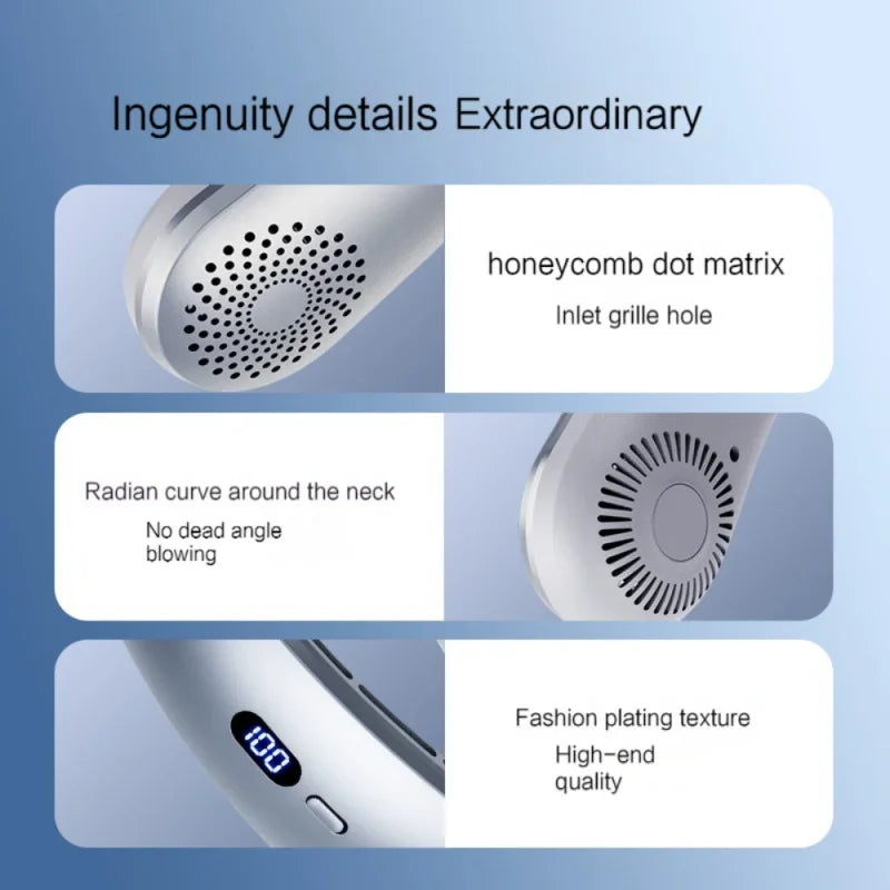 Wearable Neck Fan | 5-Speed Hands-Free | Low Noise | Sports & Outdoor