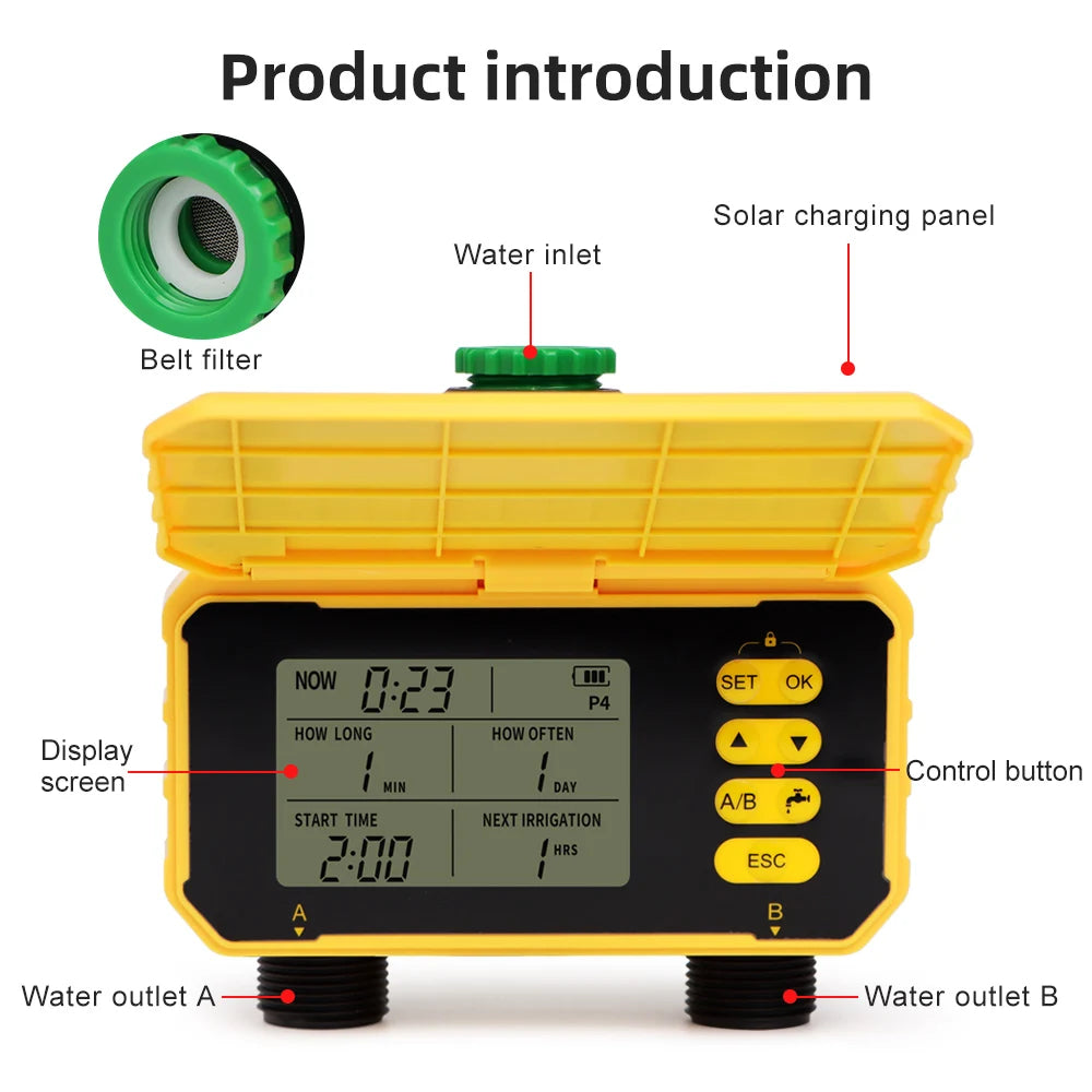 WiFi Intelligent Irrigation Watering Timer 1/2 Zone Auto Water Saving Solar Irrigation Controller Garden Lawn Plant Solar Timer
