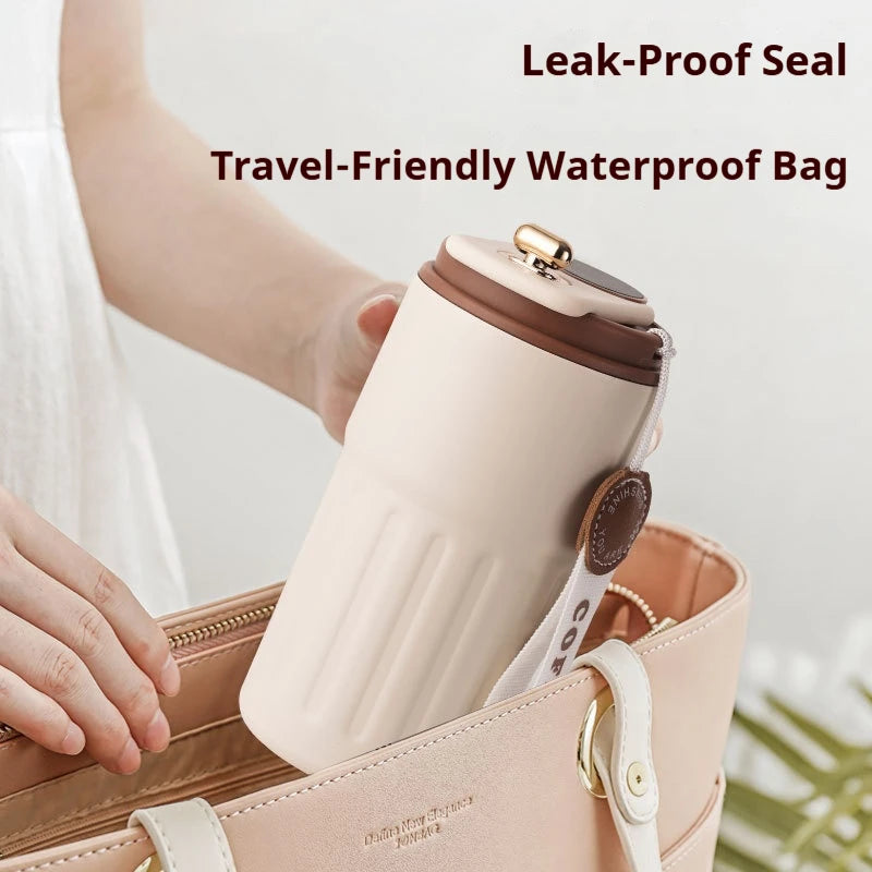 450ml Thermos Water Bottle — LED Temperature Display, Stainless Steel Travel Mug