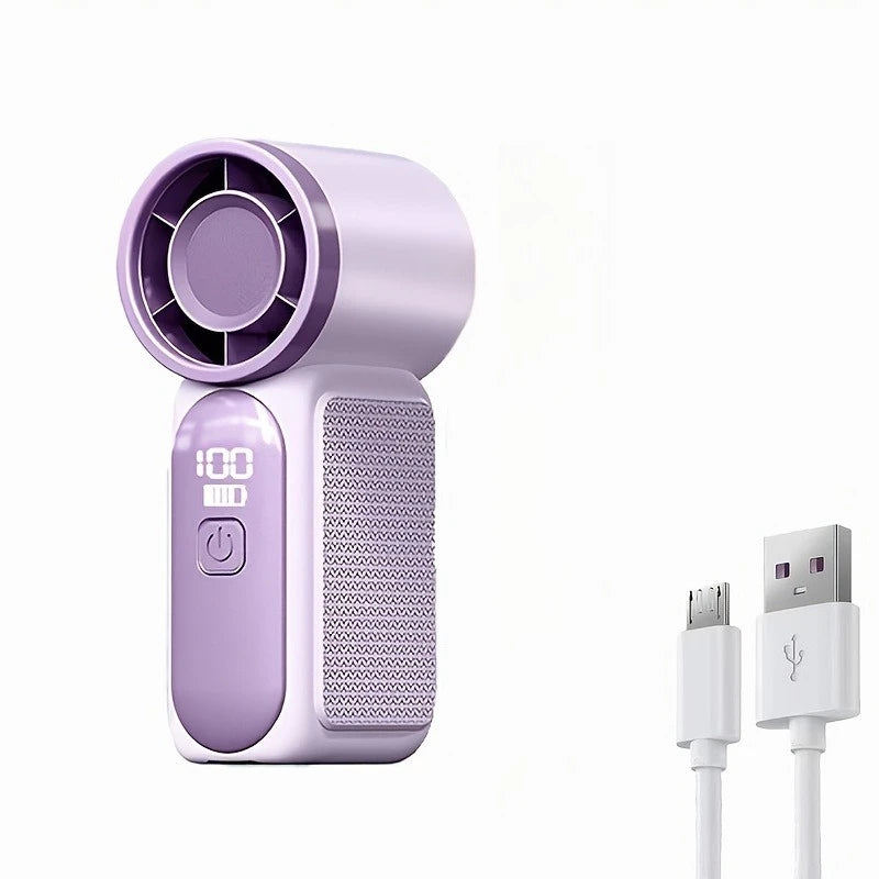 Portable Fan Turbine Design Gray Purple USB Rechargeable | Nexa Home