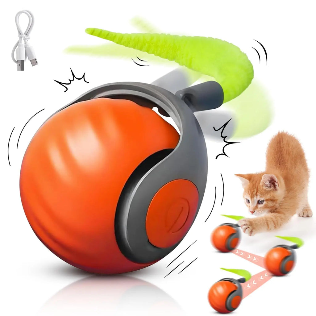NewSpeedy Tail 2.0 Cat Toy, Speedy Tail Cat Toy, Interactive Cat Ball Toy, Smart Cat Toys Ball, Two Speed Adjustment, with Tail 