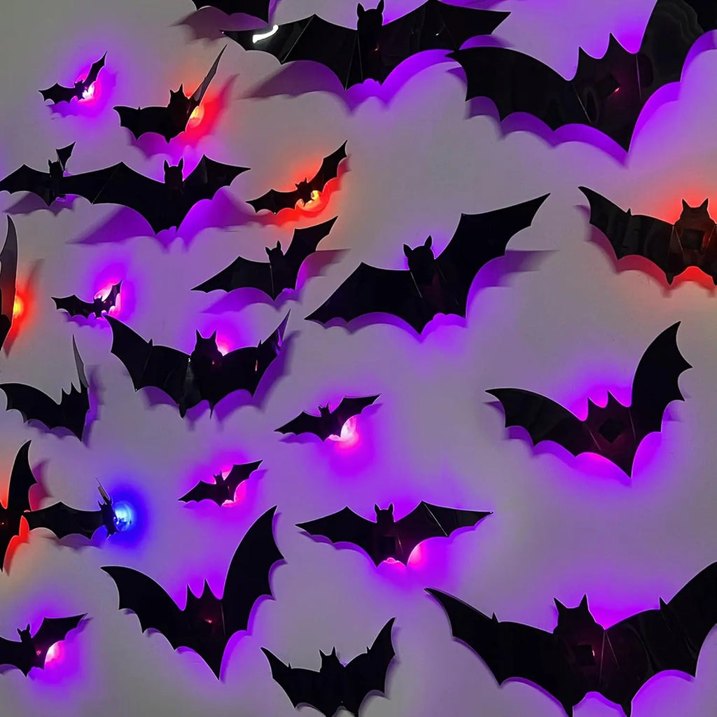 3D bat wall decal set for Halloween decor