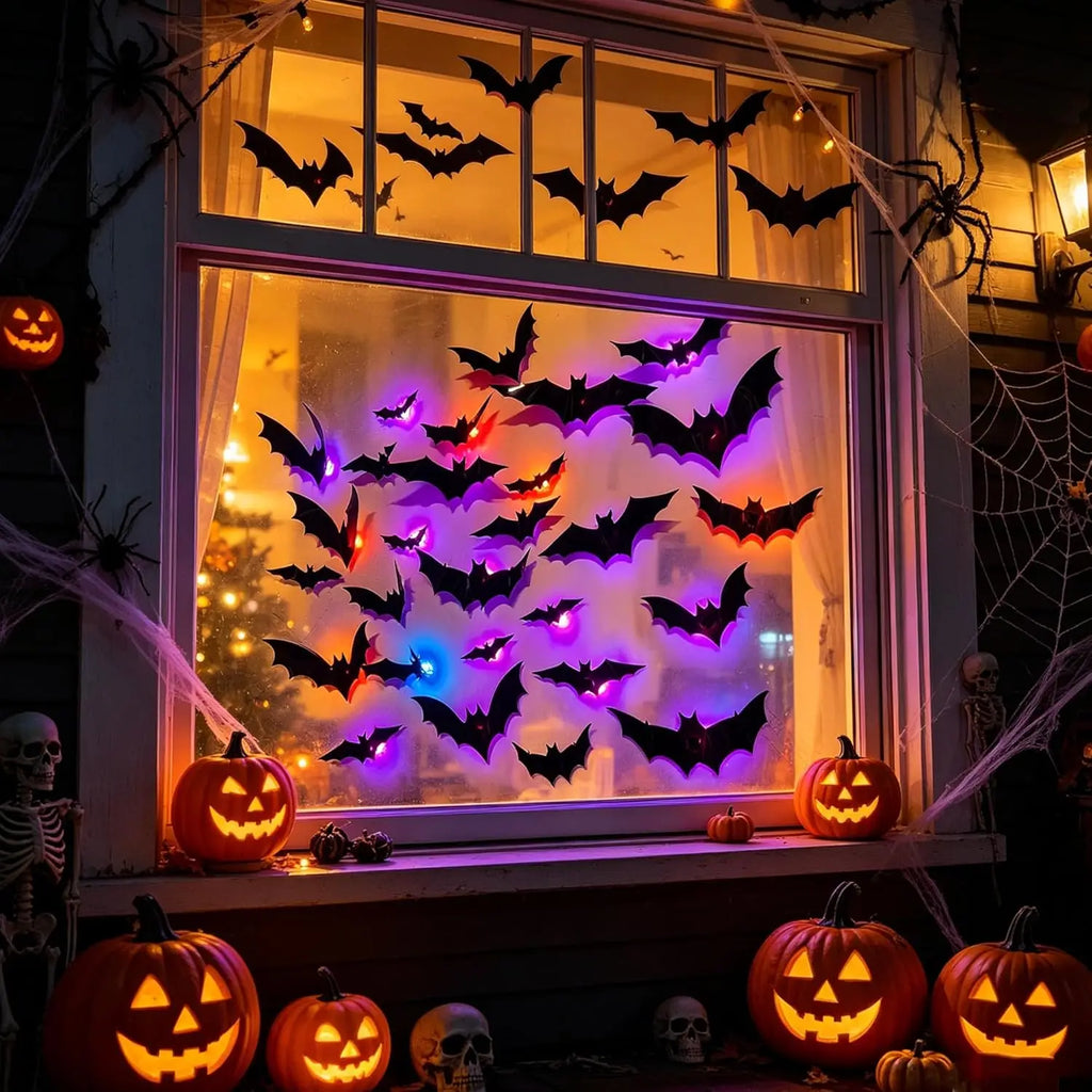 3D bat wall decal set for Halloween decor