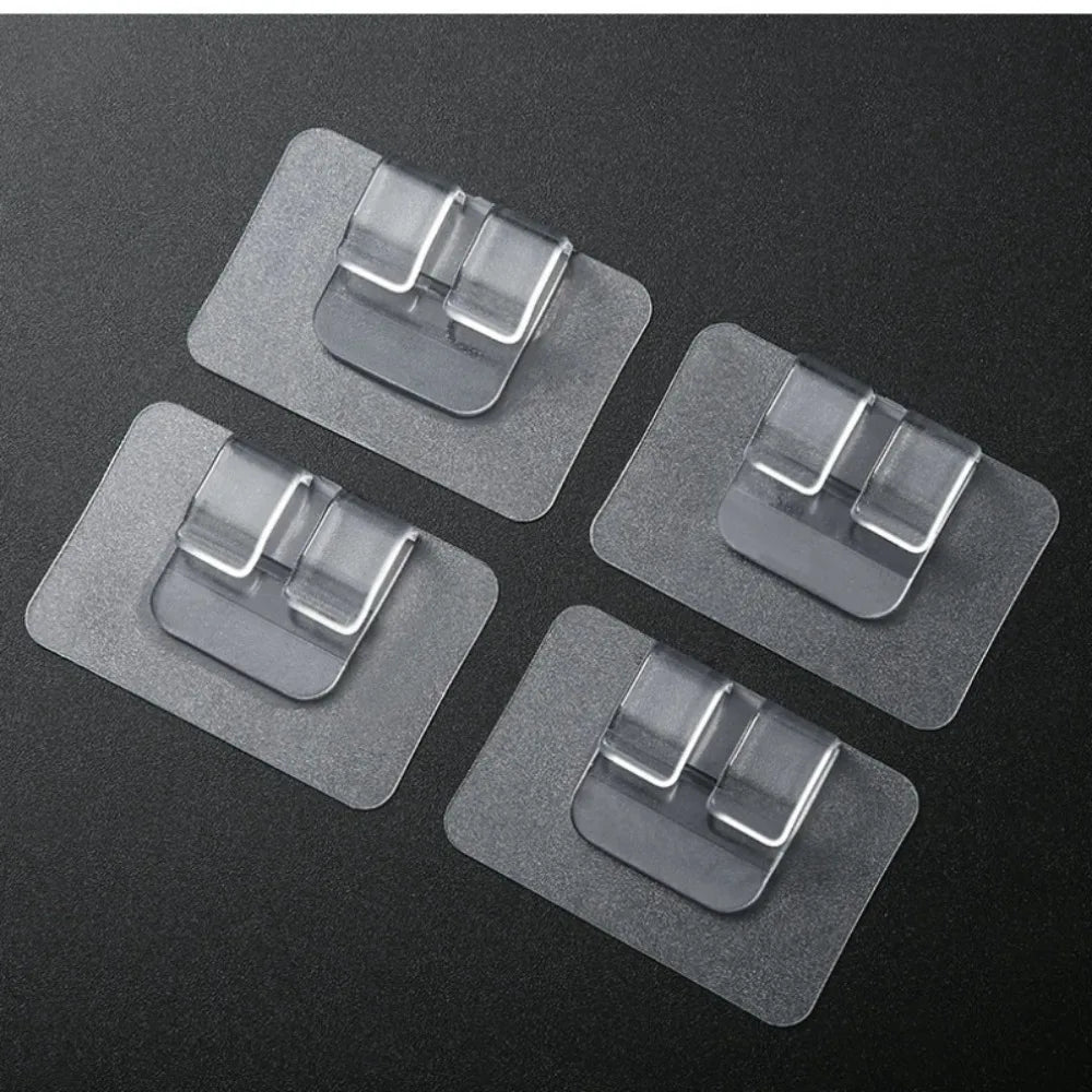 Clear light hooks and cable clips for decorative lighting