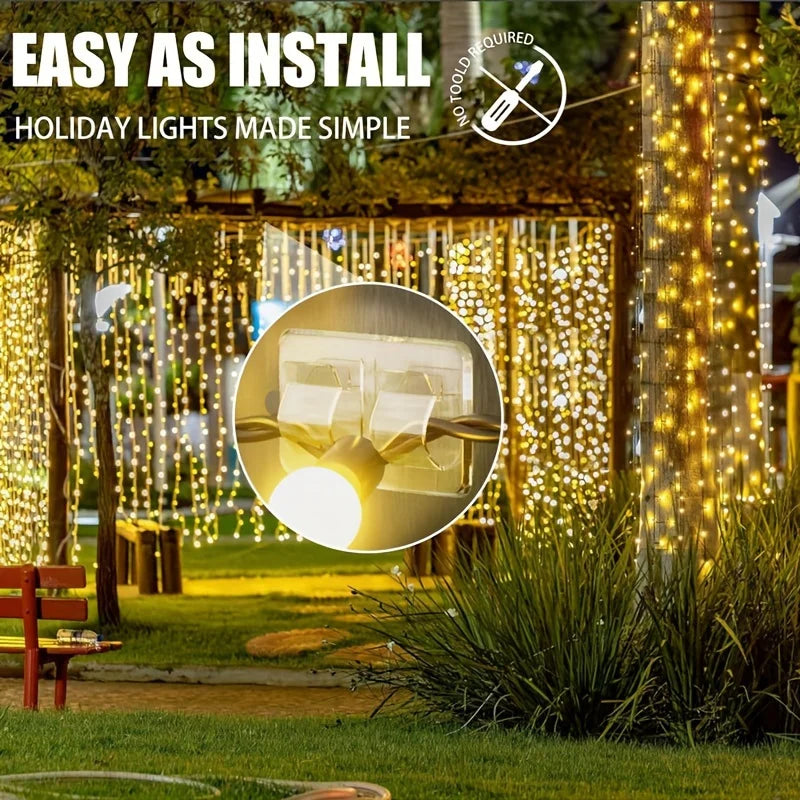 Clear light hooks and cable clips for decorative lighting