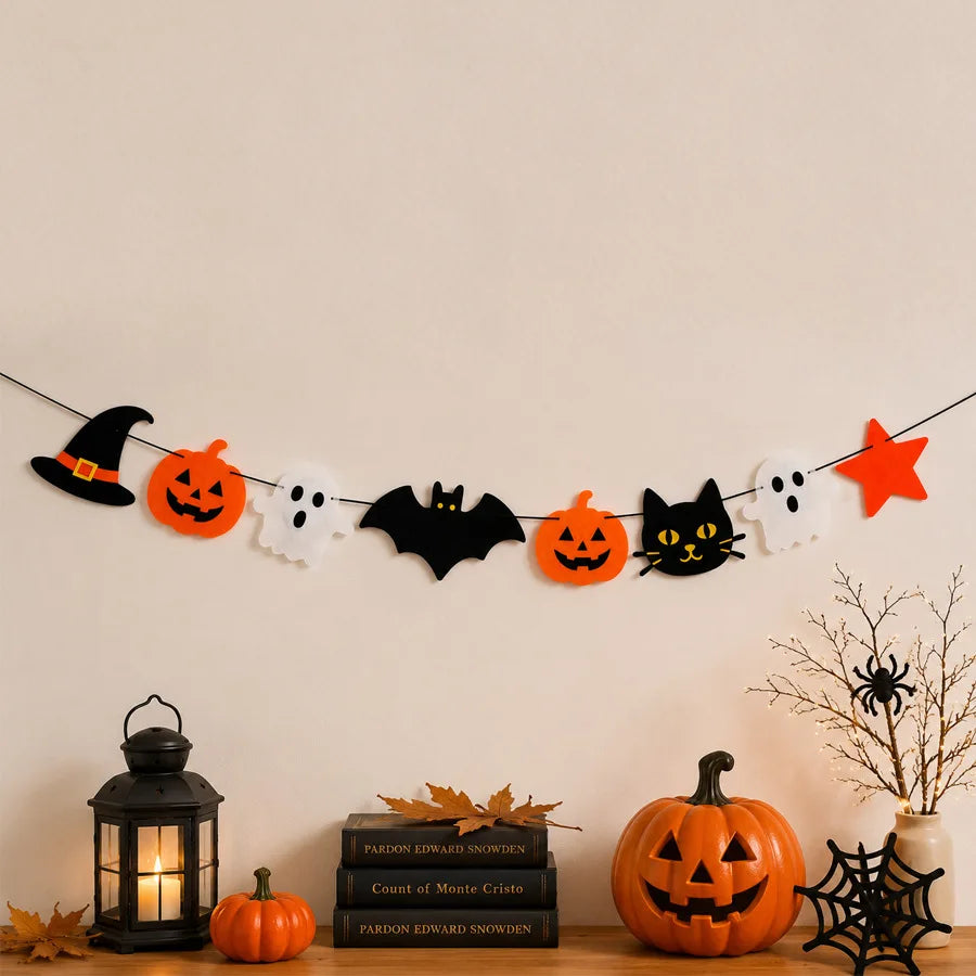 Halloween bat and ghost decorative garland
