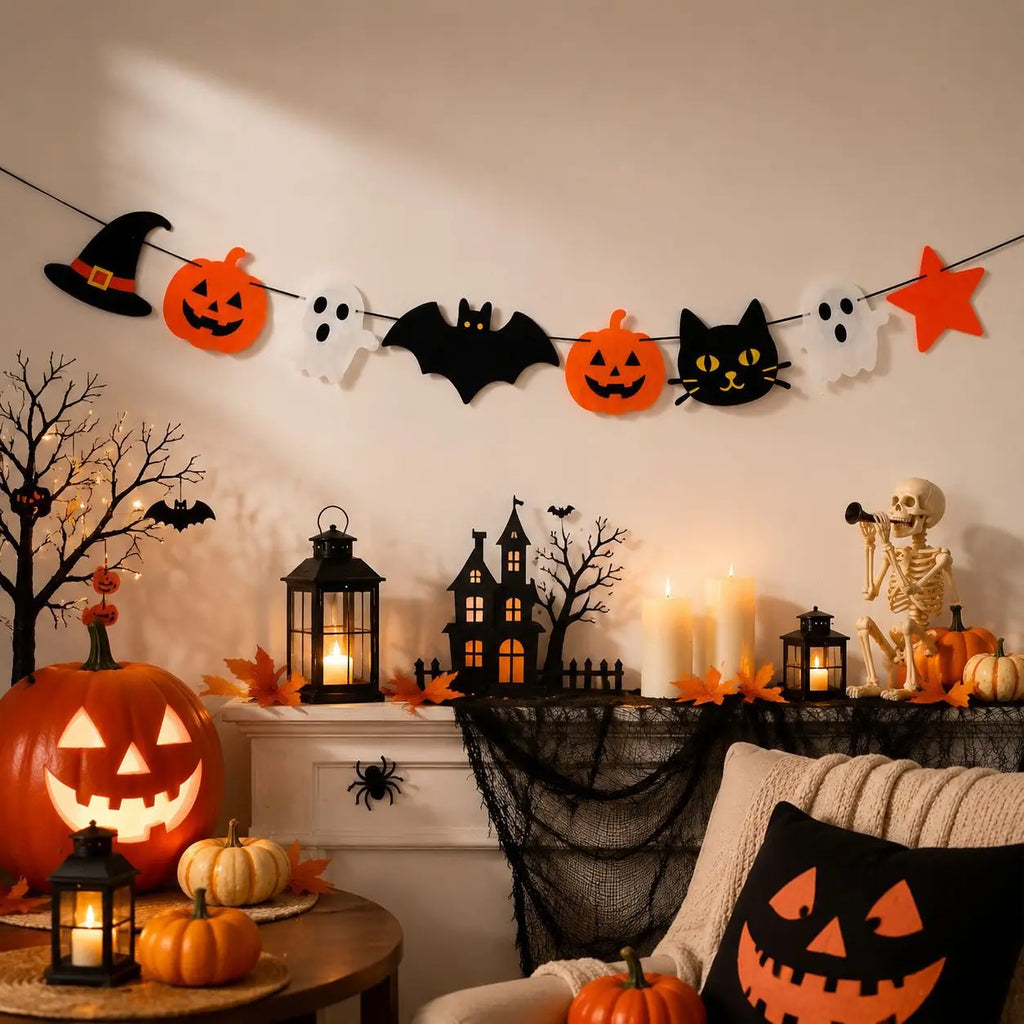 Halloween bat and ghost decorative garland